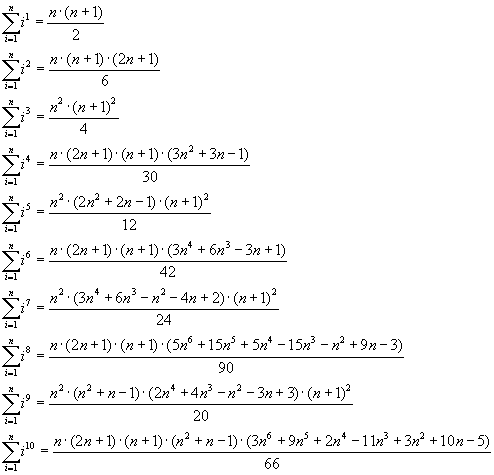 summation formulas